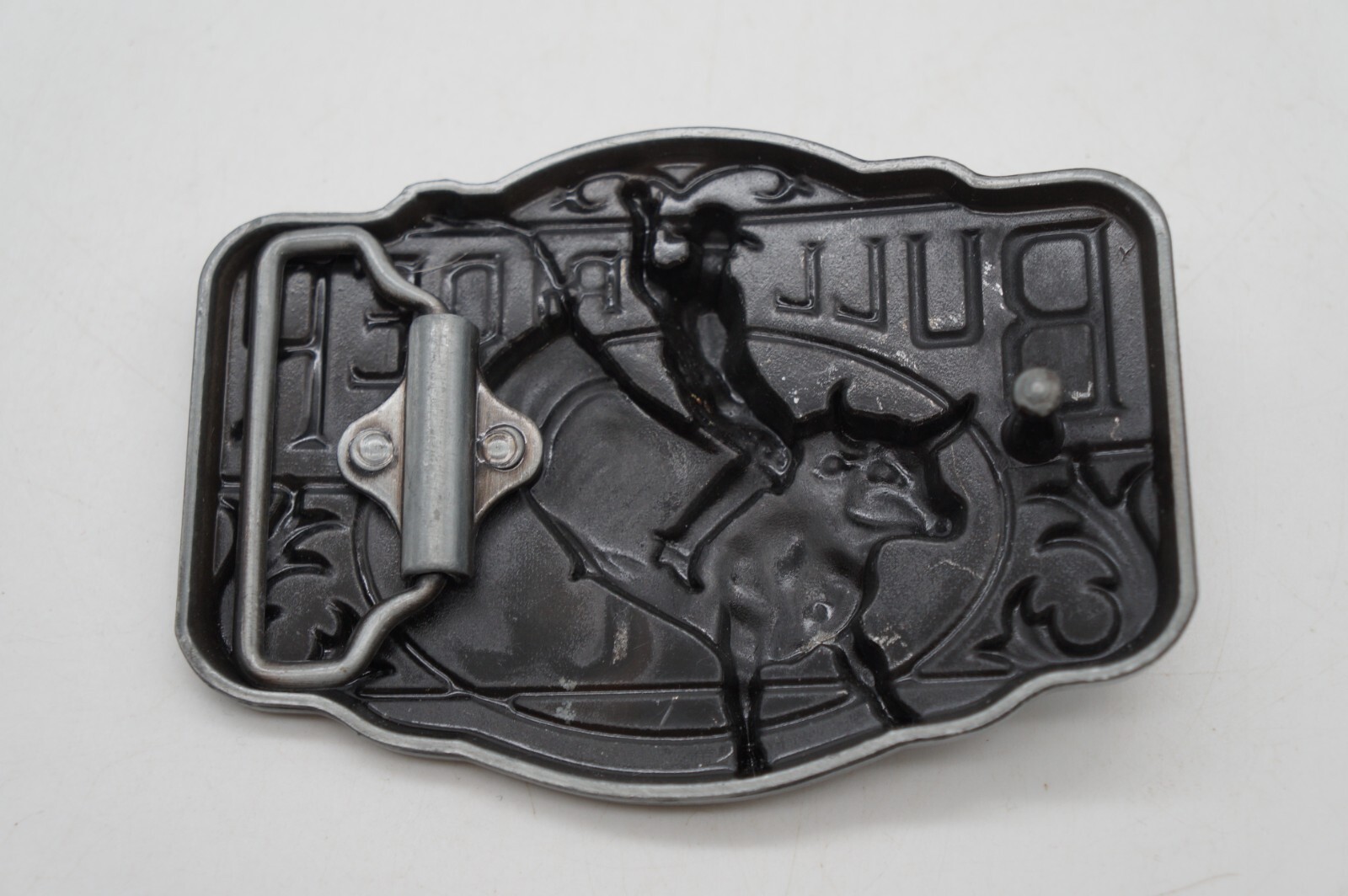 Bull Rider Belt Buckle Cowboy Rodeo Outdoor 3D Blue Enameled