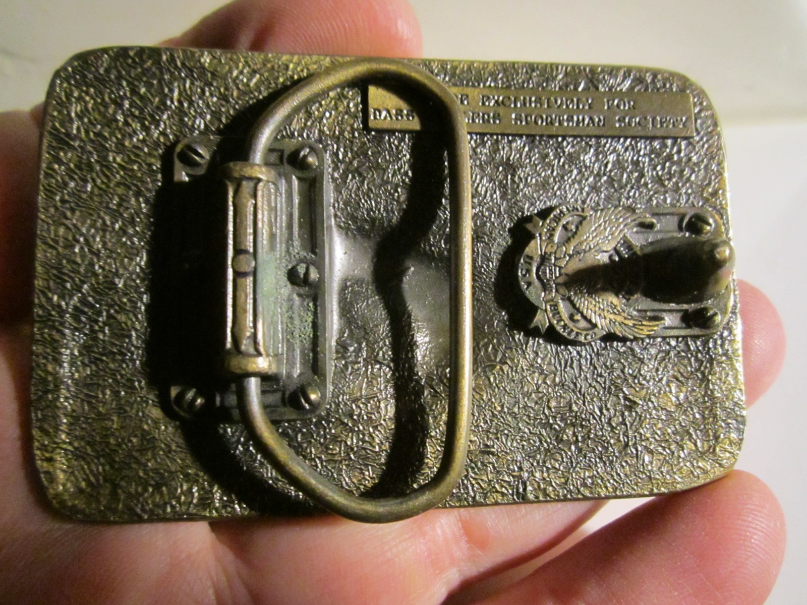 1988 BASS ANGLER&rsquo;S SPORTSMAN SOCIETY BELT BUCKLE HEAVY SOLID BRASS – GW-16