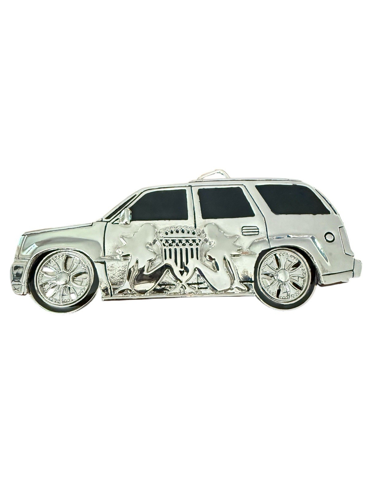 Spinner Belt Buckle Utility Car SUV Wheels Spins Silver Metal Mud Flap Girls New