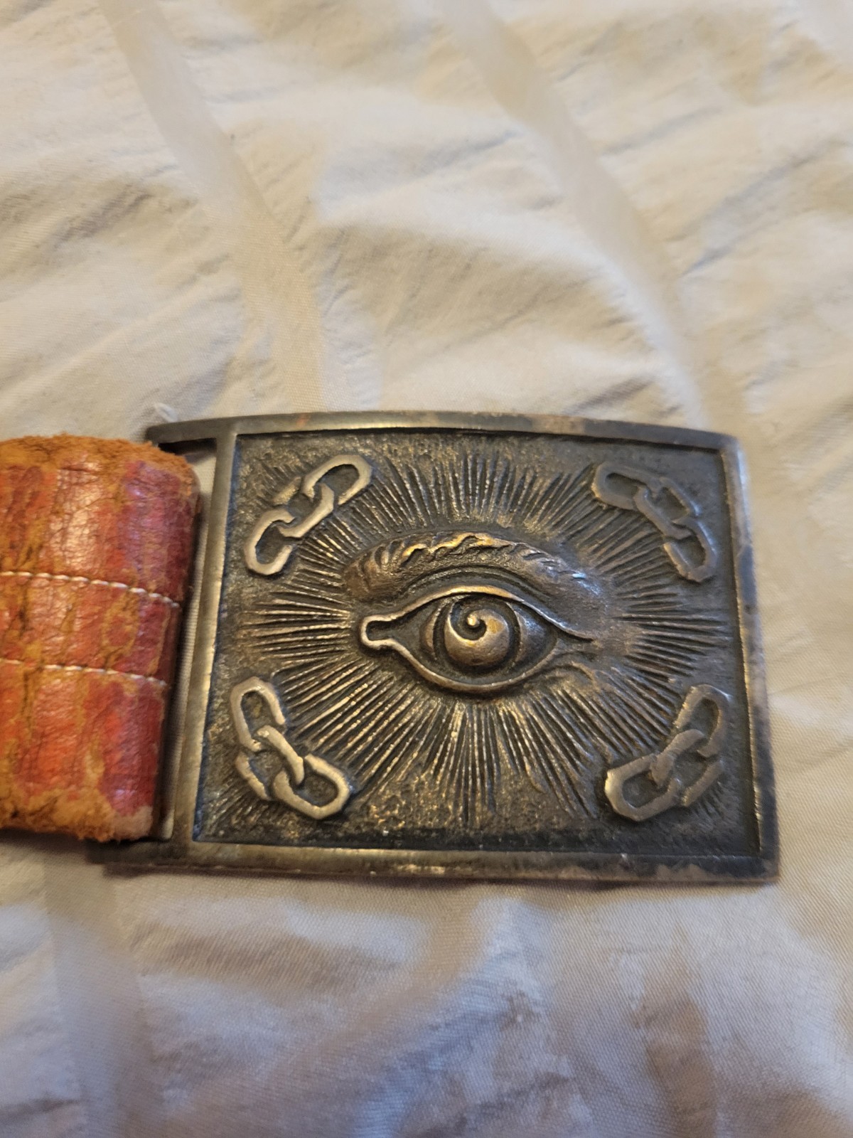 1900&rsquo;s Odd Fellows Belt Buckle Antique Eye of Providence Art Vintage USA JAPAN