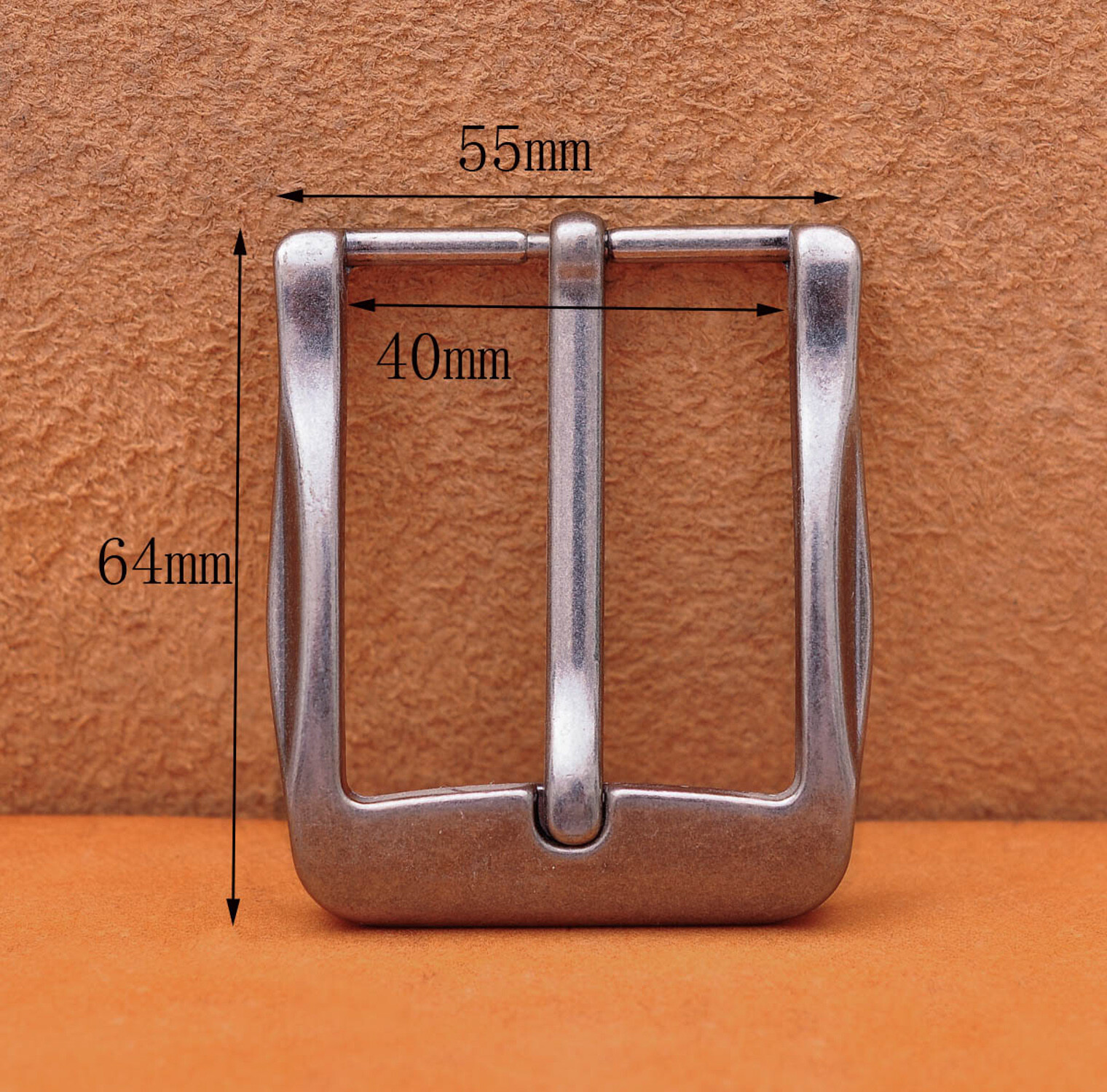 40mm Antique Silver Casual Men Pin Waist Leather Single Prong Clips Belt Buckle