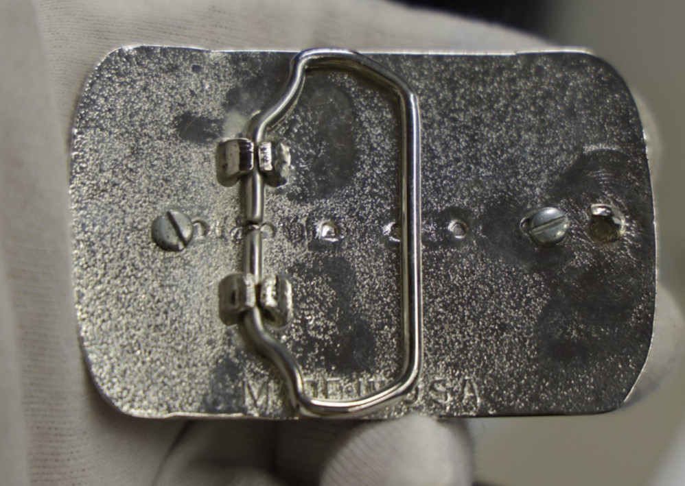 Chrome Belt Buckle 1921 US Morgan $1 Made in USA