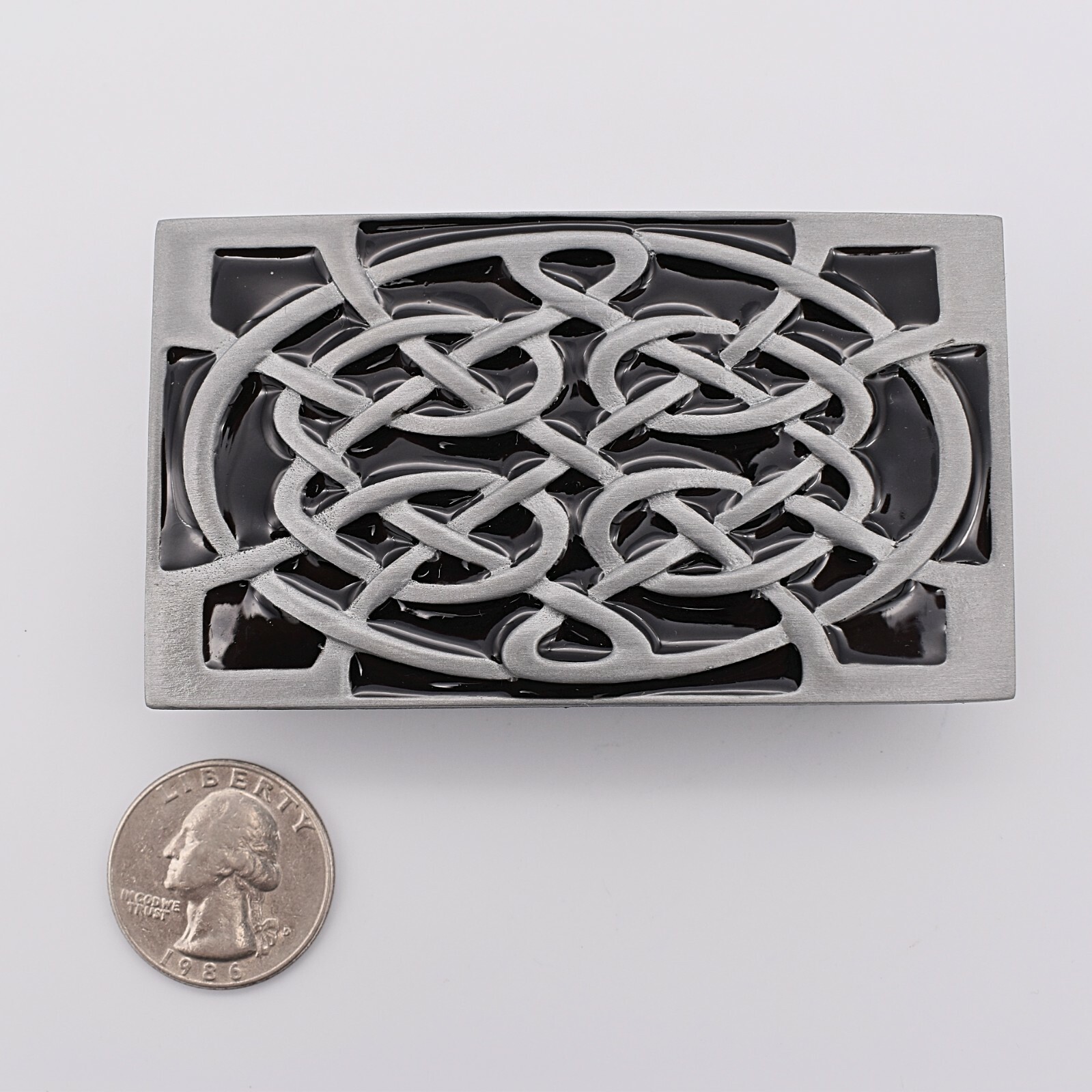 Celtic Infinity Knots Black Enamel Novelty Gift Belt Buckle (New)
