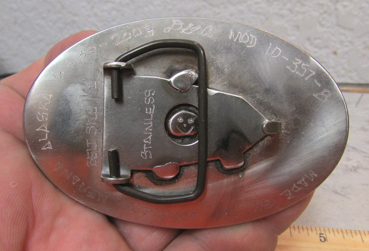 Alaska Hand Made 357 magnum Bullet spinning center Belt Buckle, belt size 1.5 in