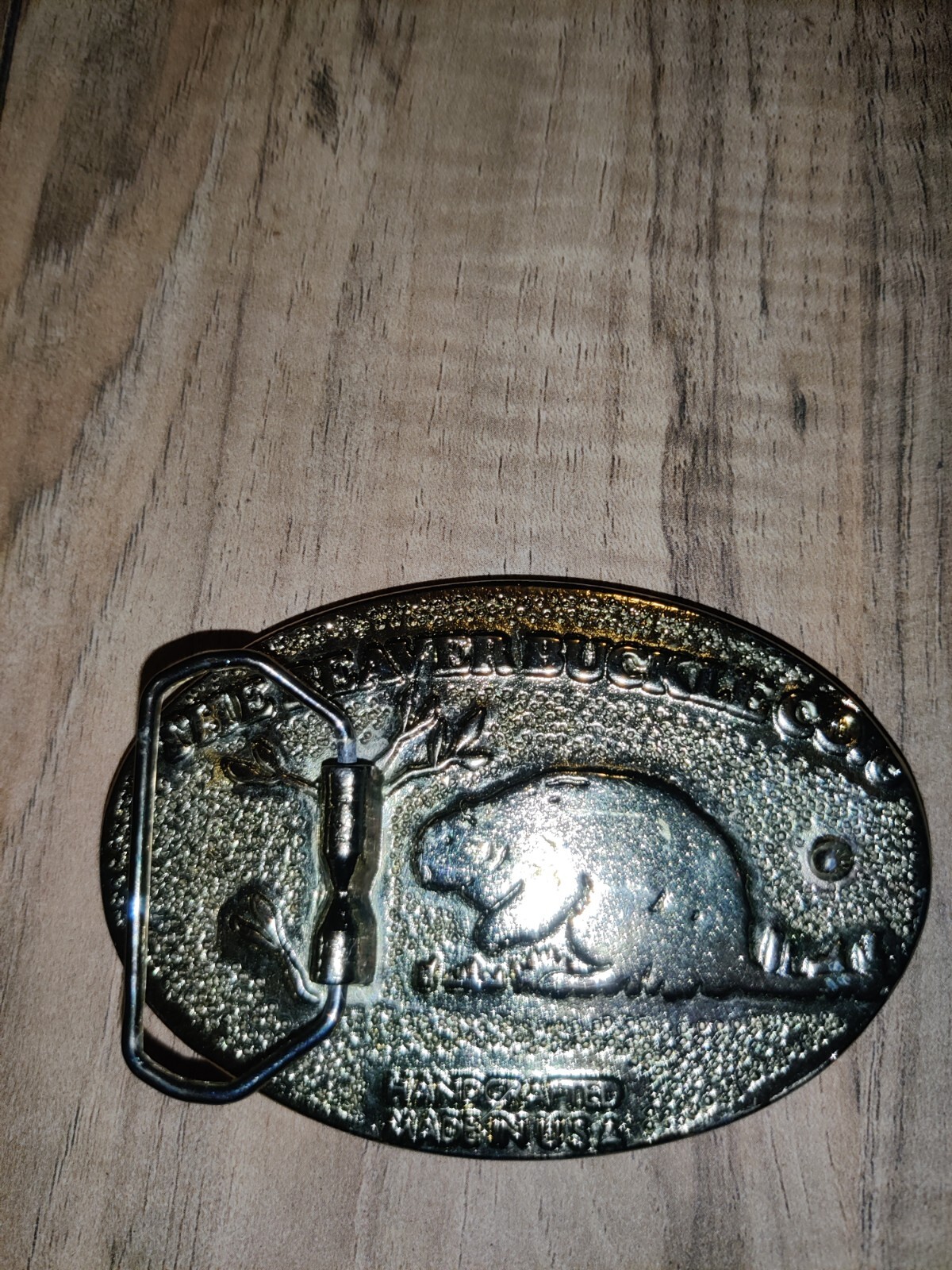 Beaver Buckle Co Handcrafted Gold Toned Horse Equine Resin Belt Buckle USA