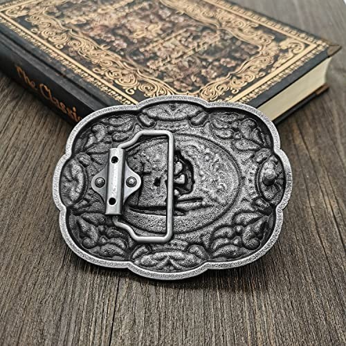 Celtic Cross Horse Religious Belt Buckle Western Cowboy for Men Leather Snap