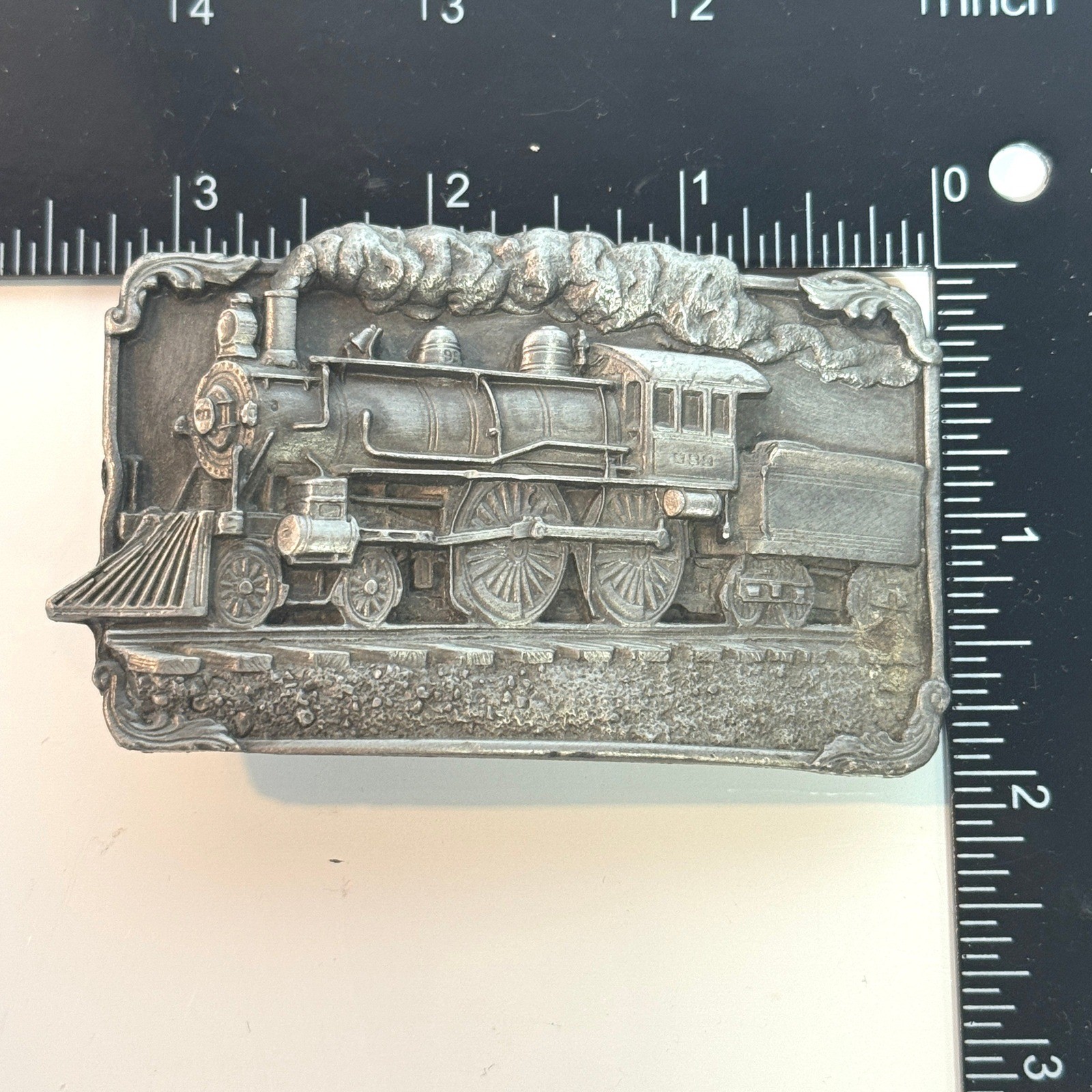 Vintage Western Train Buckle Metal American Railroad Steam Engine Sisskiyou 1986