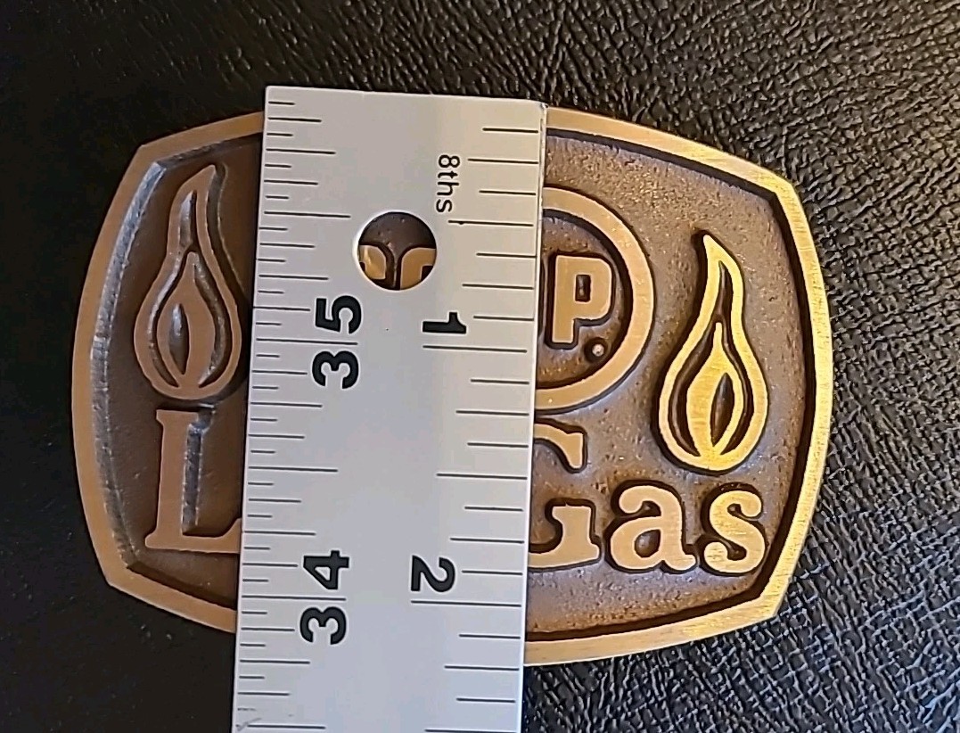 Vtg Coop LP-Gas Metal Belt Buckle Brown/Rust Color 3&Prime;x 2 1/4&Prime; Country Cowboy