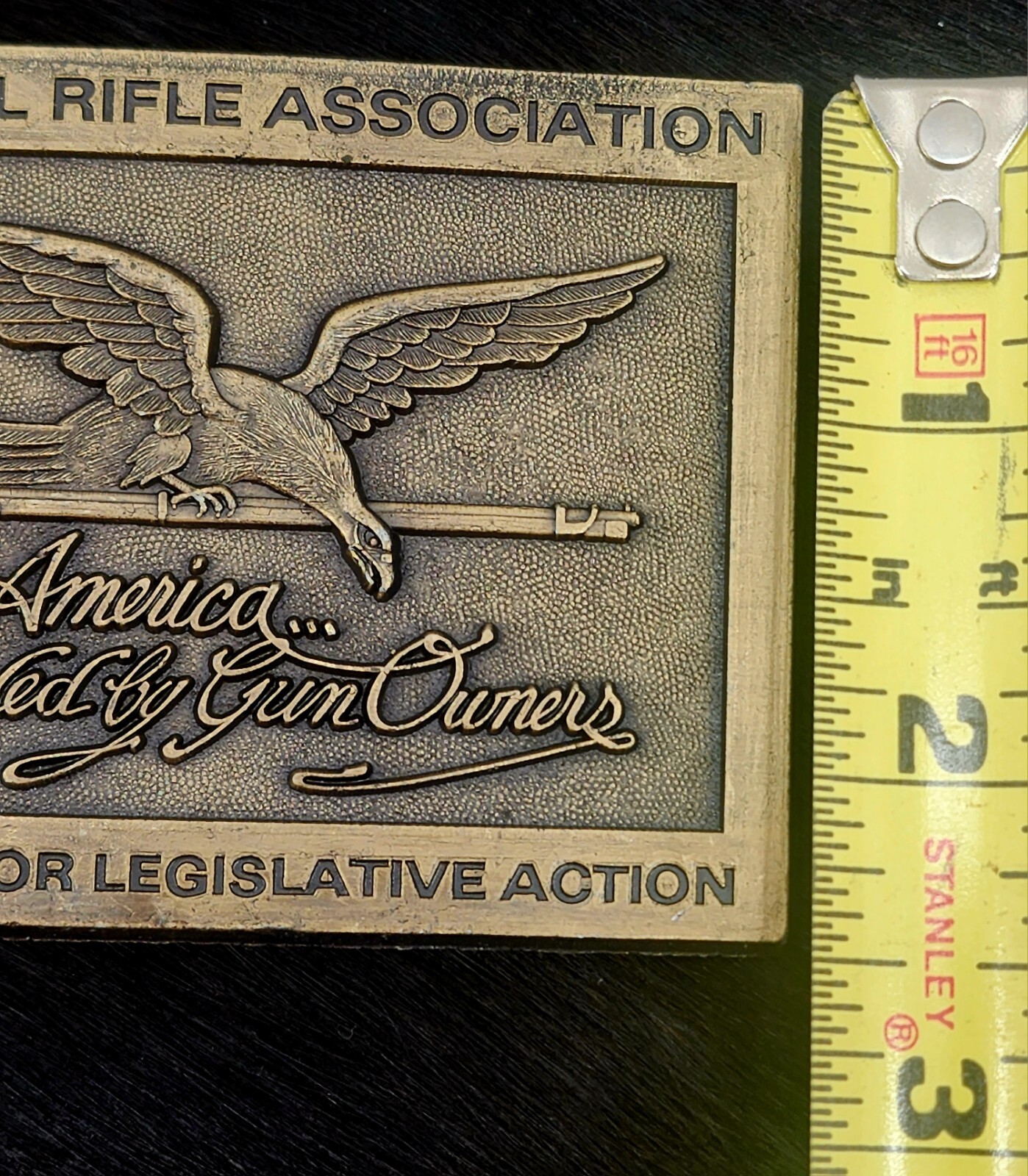 VINTAGE National Rifle Association NRA Belt Buckle America Founded By Gun Owners