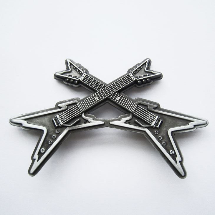 Crossed Electric Guitars Heavy Metal Rock & Roll Music Metal Fashion Belt Buckle