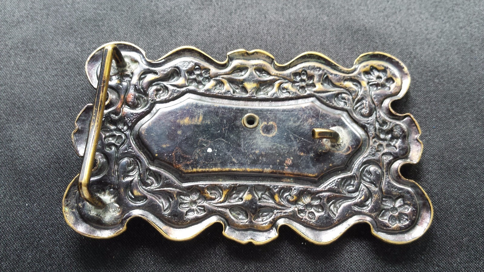 WESTERN COWBOY BOOTS FLORAL BELT BUCKLE INSERT DARK BRONZE BRASS TONED