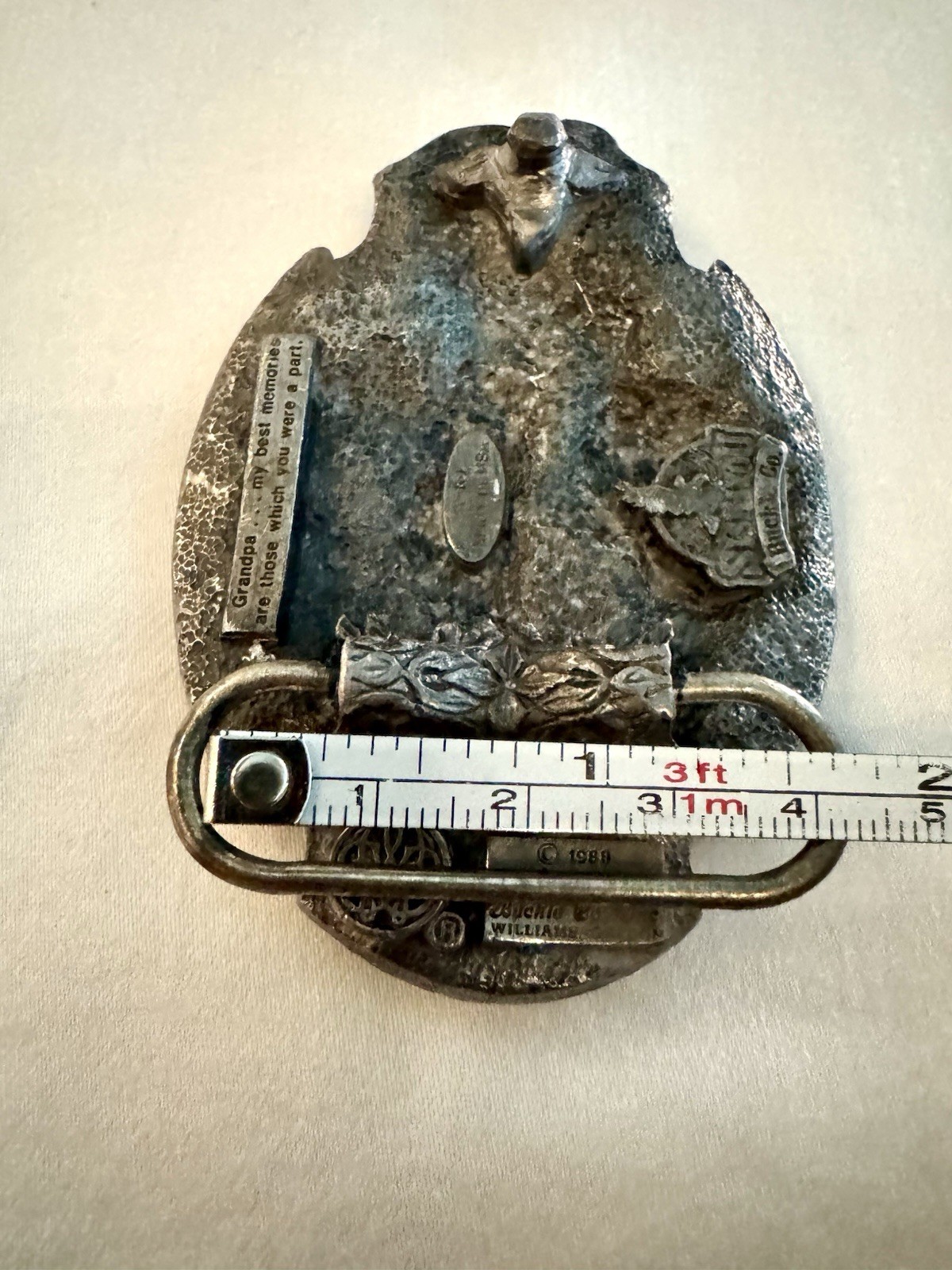 Vintage 1988 Grandpa Pewter Belt Buckle A-80 Siskiyou Buckel Co.