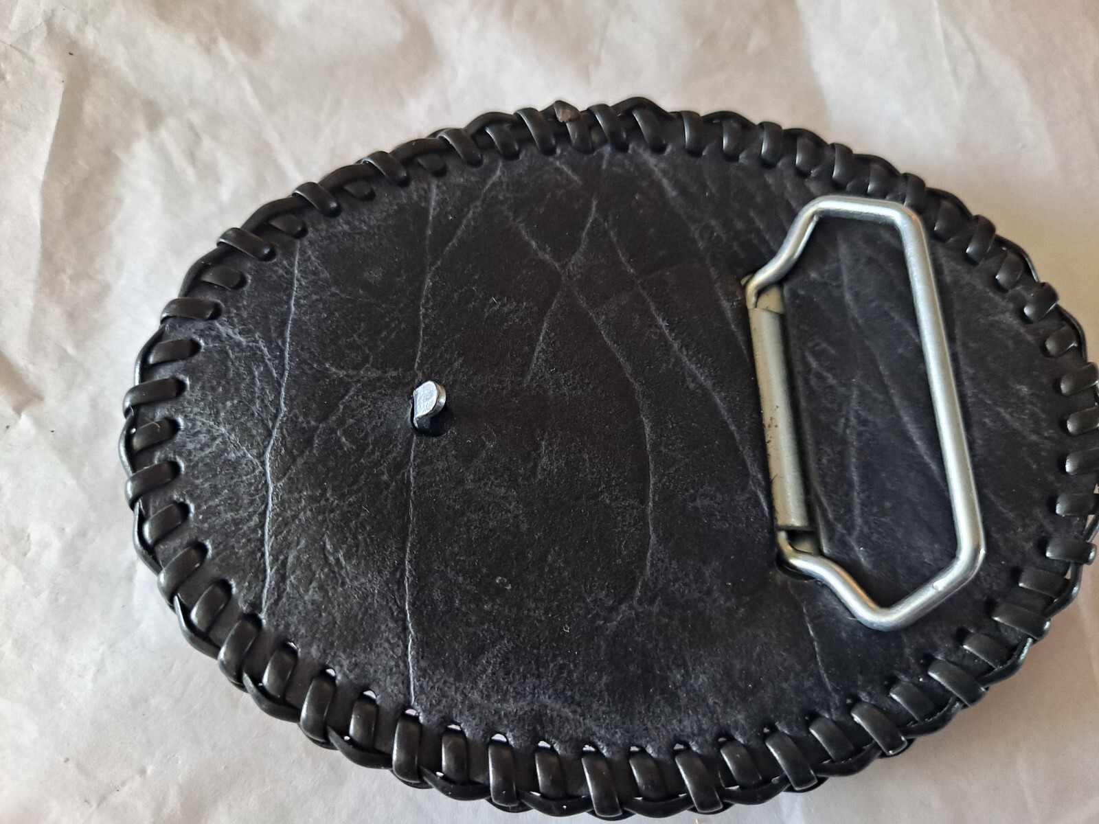 Handmade Stamped And Laced Soldier Design Leather Belt Buckle