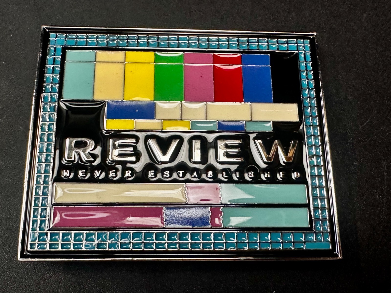 Review Never Established Multi-Colored Enameled TV Bars? Statement Belt Buckle