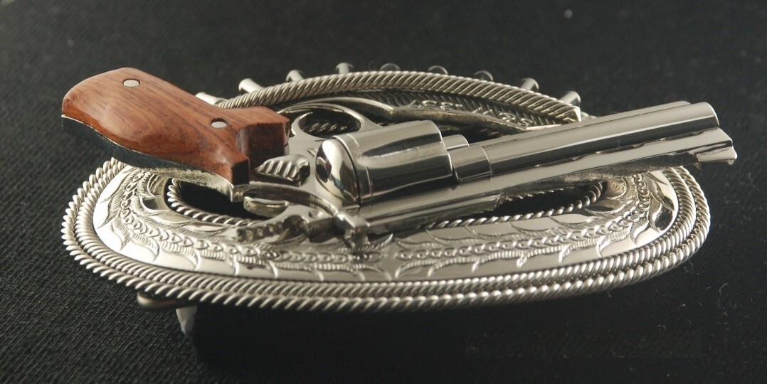 (MADE BY ORDER) BUCKLE HANDMADE STAINLESS STEEL WESTERN STYLE GUN S&W .357