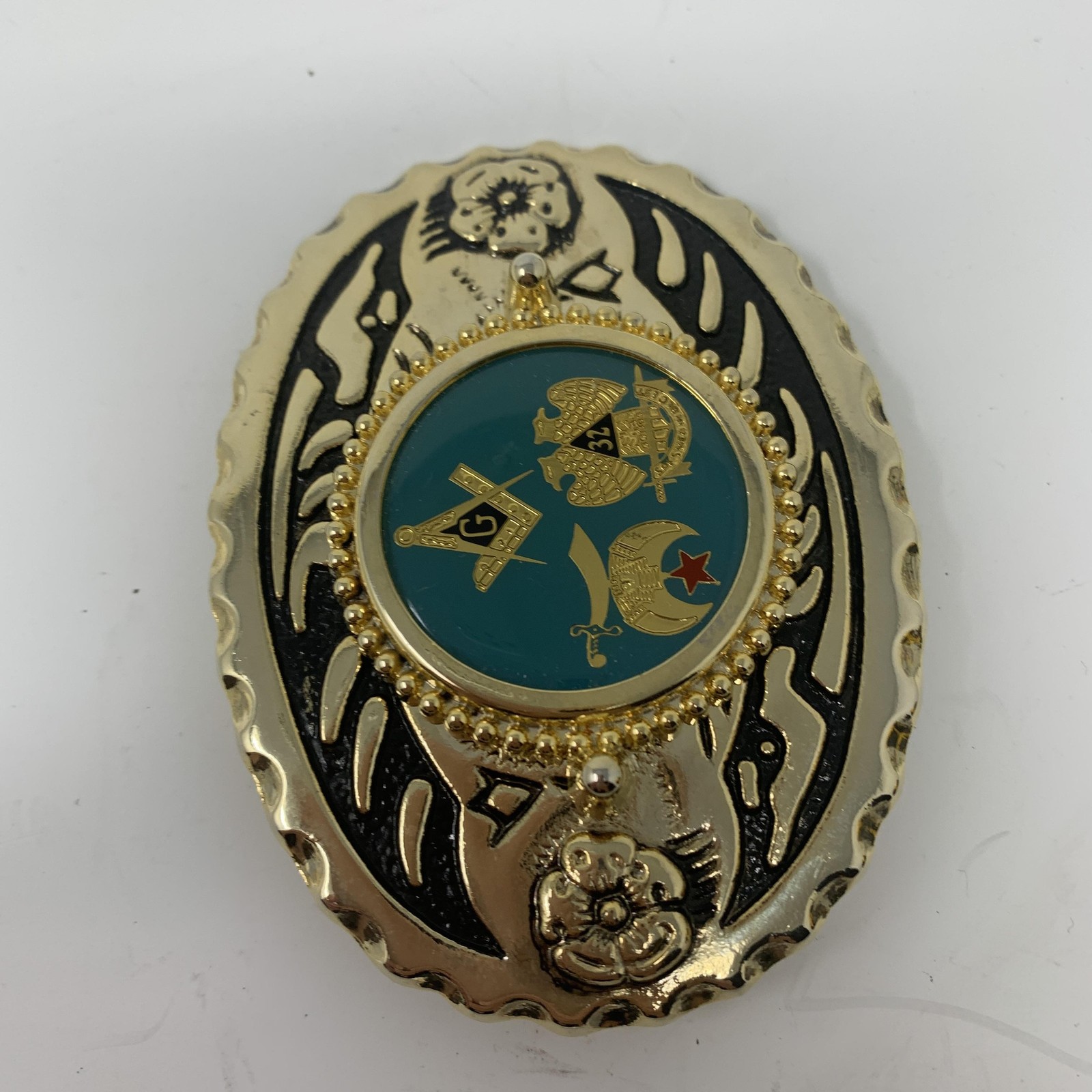 Vintage Masonic Shriner Freemason Belt Buckle 32nd Degree Symbolic