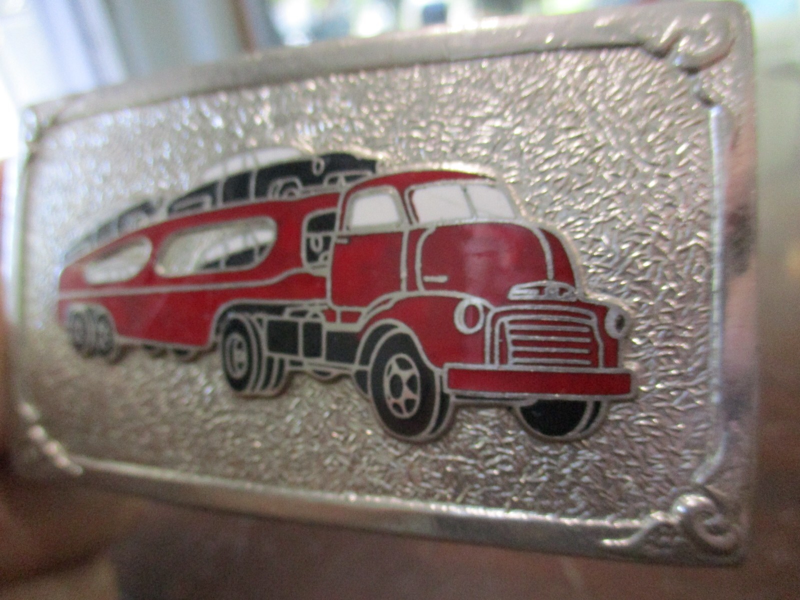 VINTAGE SEMI TRACTOR & TRAILER 1950&rsquo;S CAR HAULER HOOK FAST BELT BUCKLE