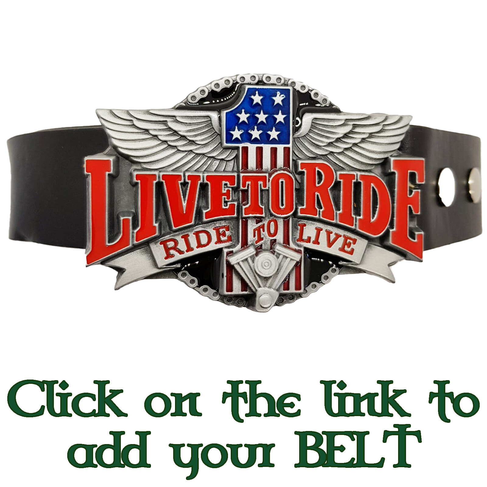 LIVE TO RIDE Eagle Wings Belt Buckle V Twin Engine Motorcycle Biker Metal USA