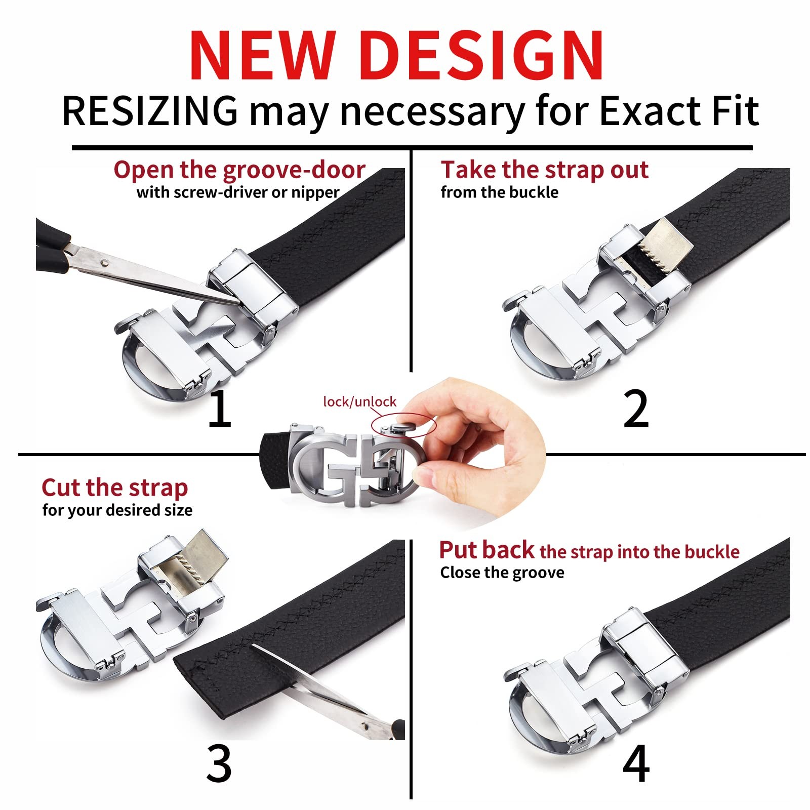 ARIMIA Fashion Diamond Men Adjustable from 26&Prime; to 46&Prime; Waist, Silver Black G1