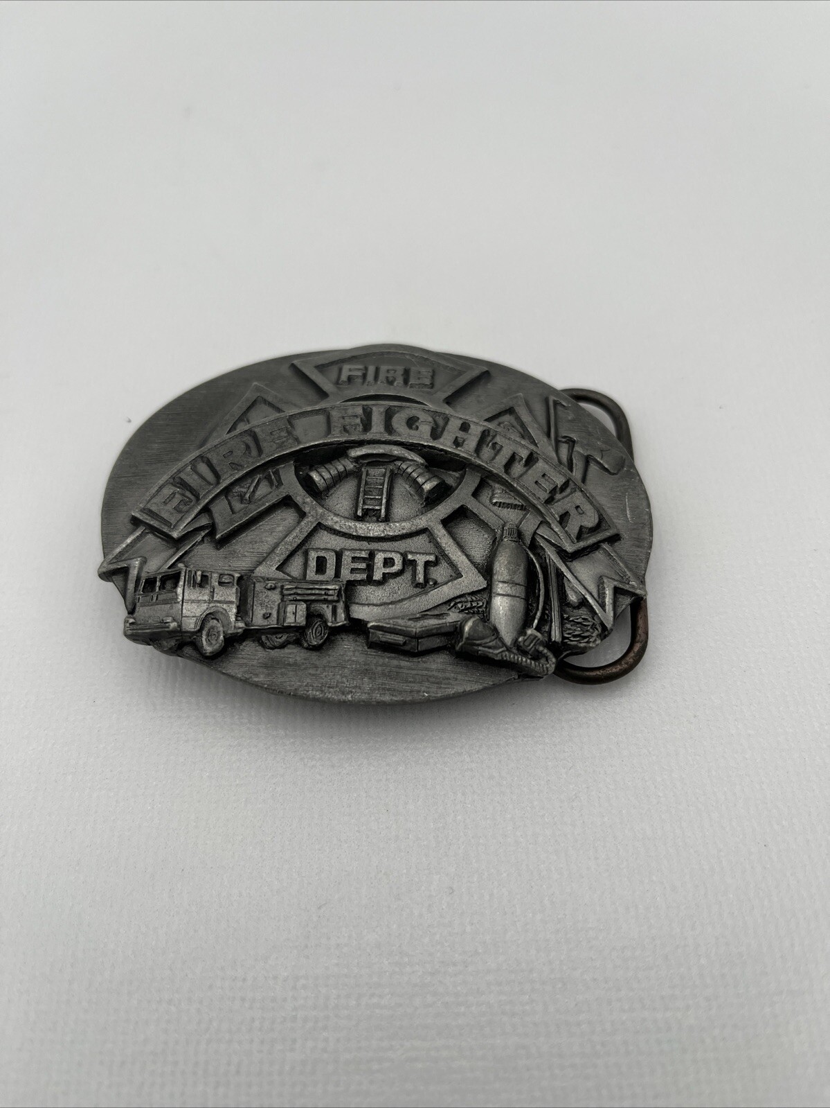 FIRE FIGHTER Belt Buckle Fire Dept. Siskiyou 1991 America&rsquo;s Heroes Used Guc
