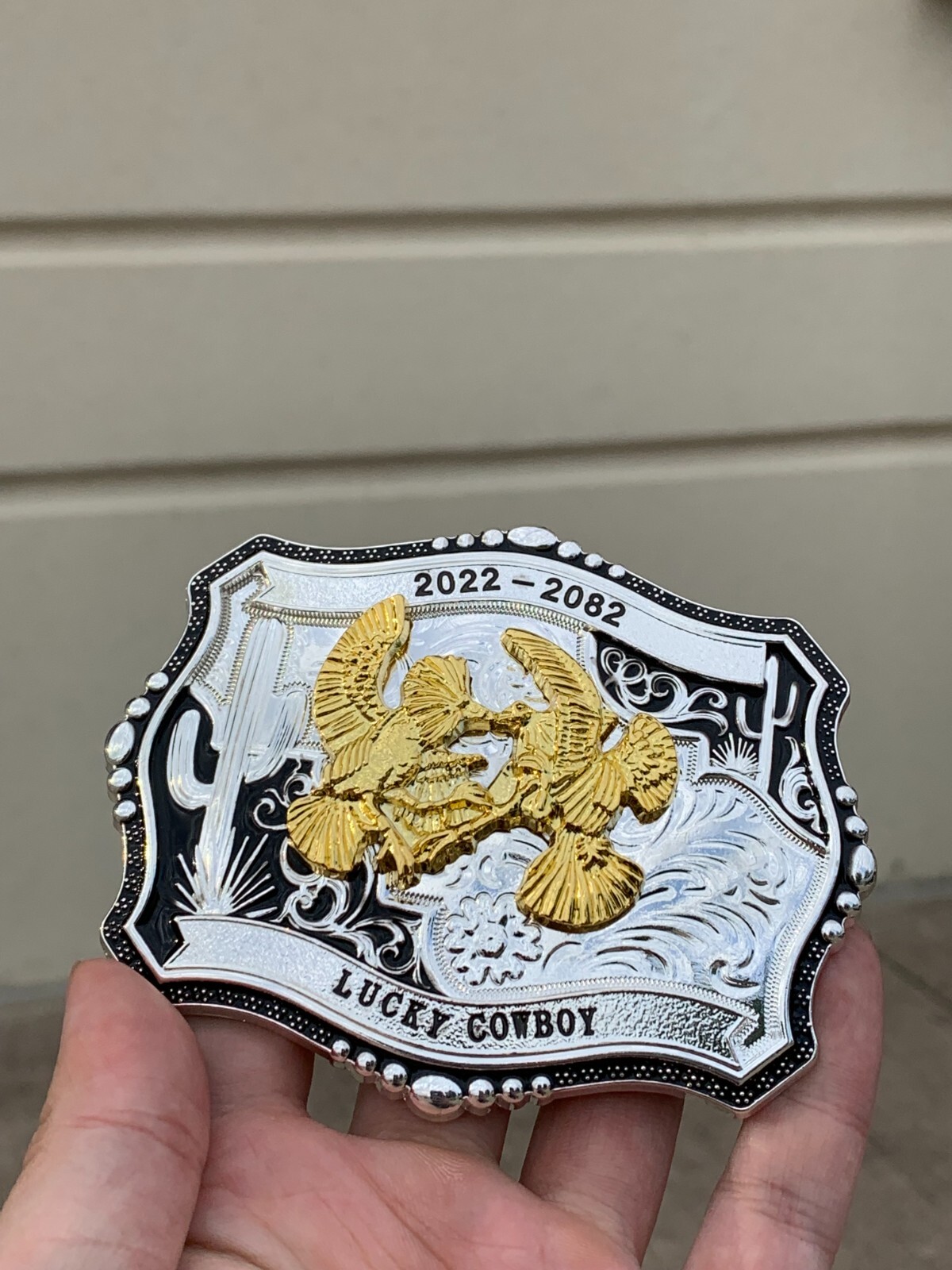 Western Buckle Gold Black Silver Roosters Cowboy 2 »Buckle Hebilla Vaquero Gallo