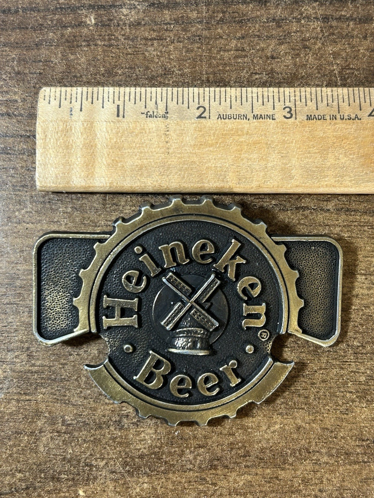 Heineken Beer Belt Buckle With built-in Bottle Opener 1970s Vintage