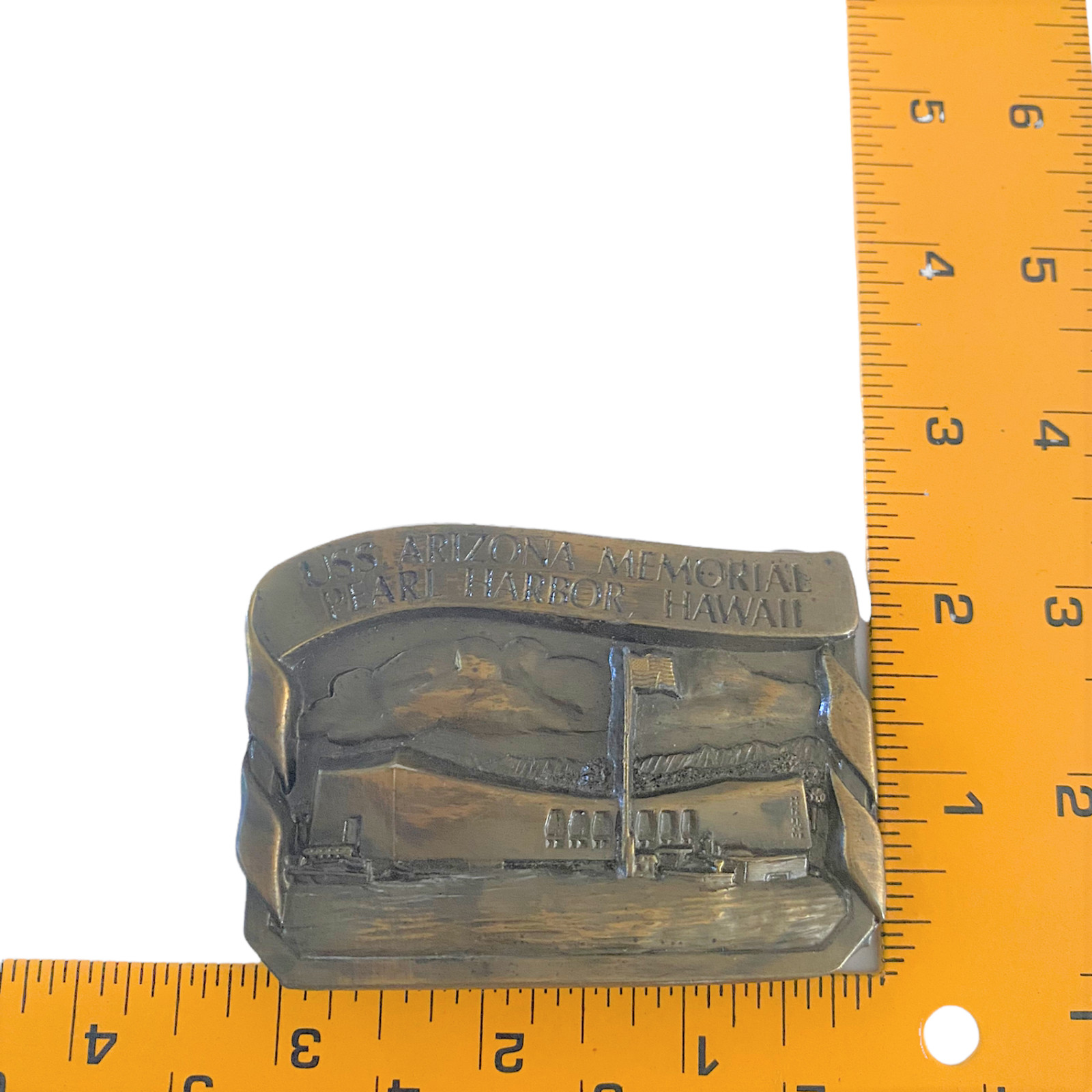 Bergamot USS Arizona Belt Buckle Memorial Pearl Harbor Hawaii Brass 1985 Mint