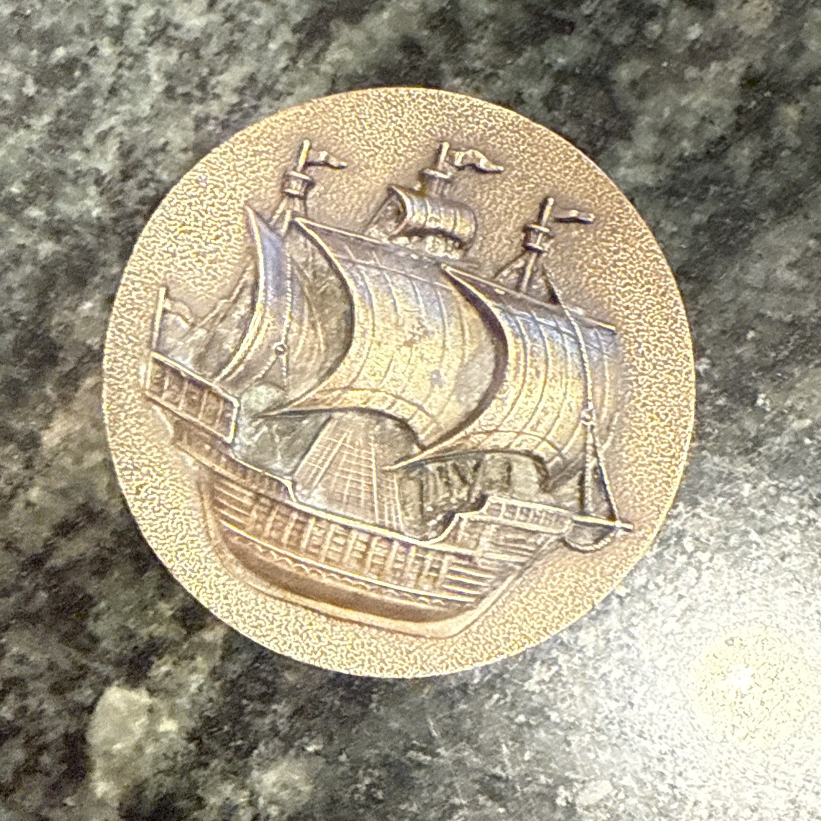 VTG Bergamot Brass Clipper Ships Belt Buckle USA Made Sailing Nautical 1975 Sail