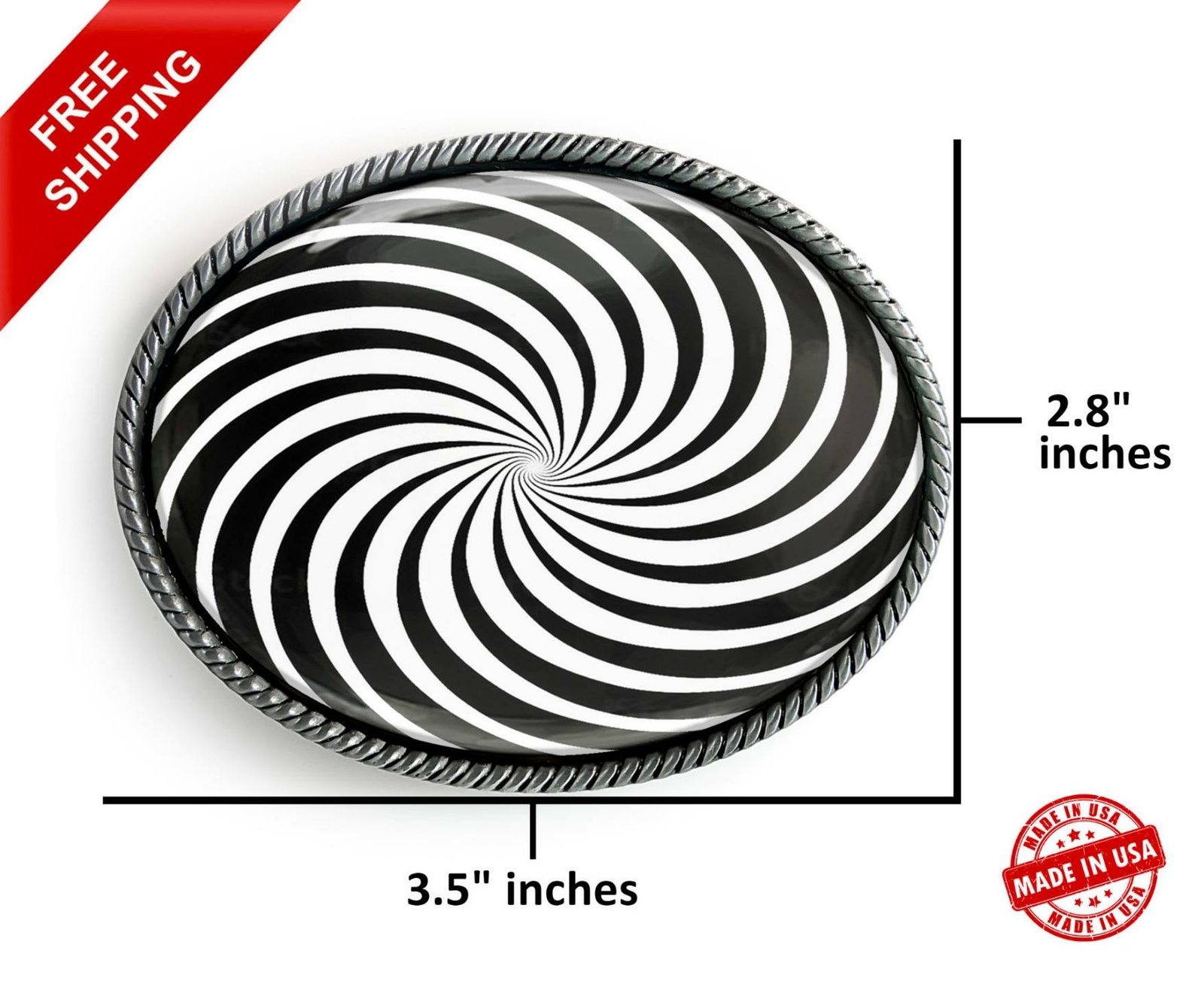 Hypnotic Belt Buckle – Sci-fi Spiral Optical Illusion Handmade Buckle – 558
