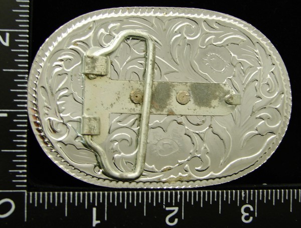 LH24142 *NOS* VINTAGE **WESTERN WAGON** SILVERTONE FLORAL DESIGN BELT BUCKLE