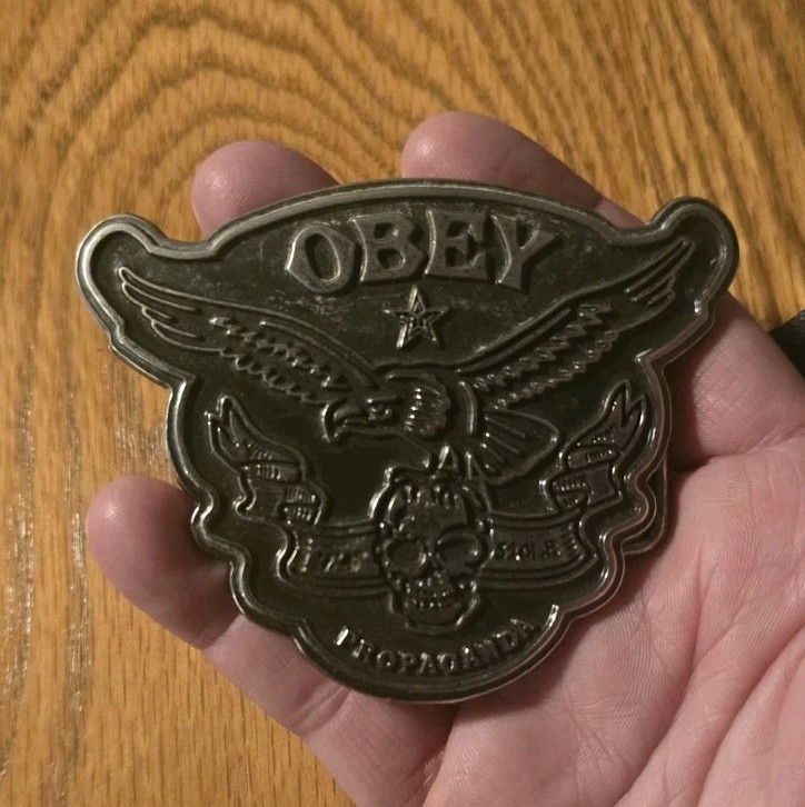 Shepard Fairey Obey Posse Eagle Skull Belt Buckle Streetwear Propaganda Unused