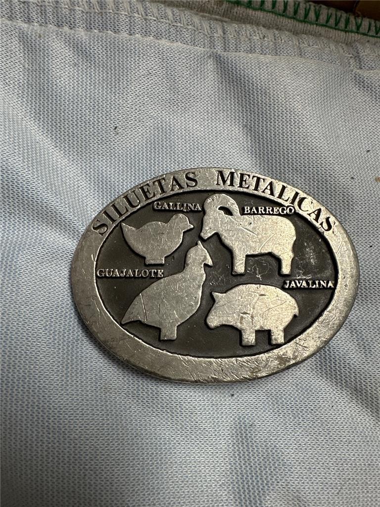 Vintage 1978 Siluetas Metalicas Pewter Belt Buckle