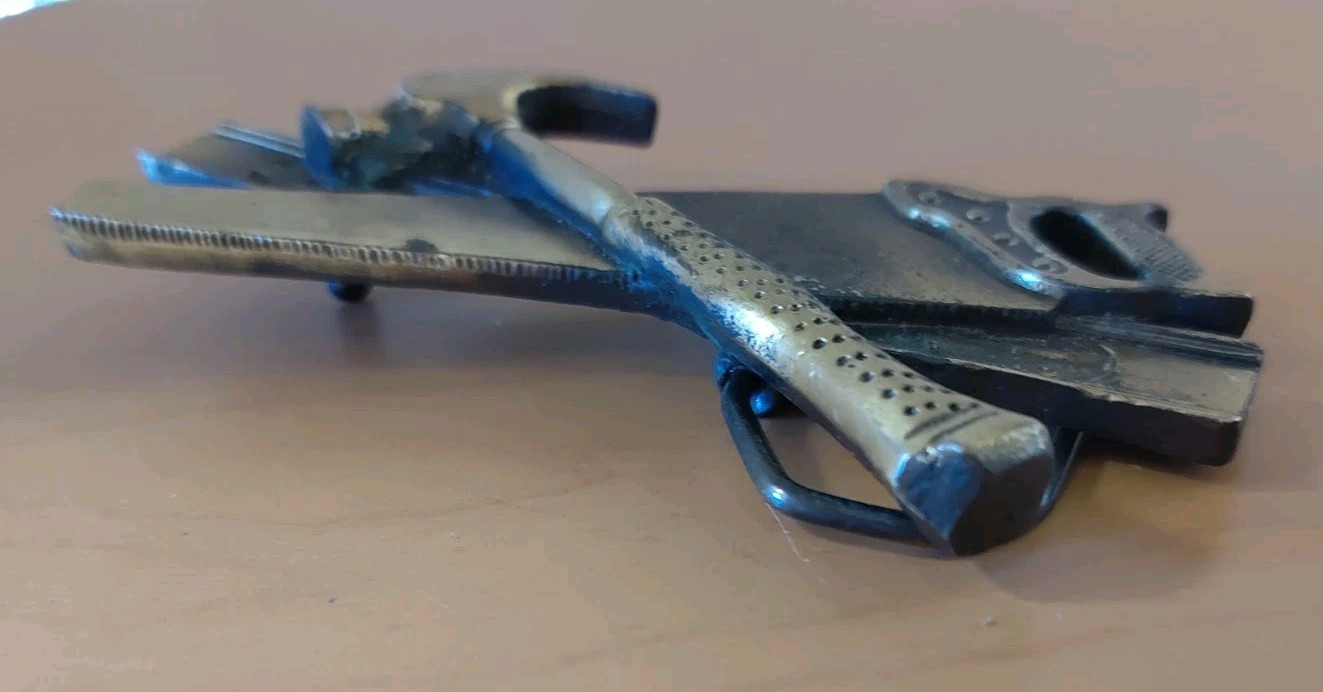 BRASS CARPENTER TOOL BELT BUCKLE