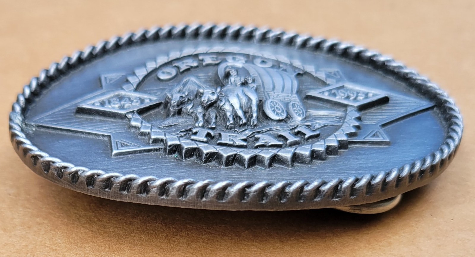 Siskiyou Buckle Co. 150 Year Anniversary 1843 Oregon Trail 1993 Belt Buckle EUC