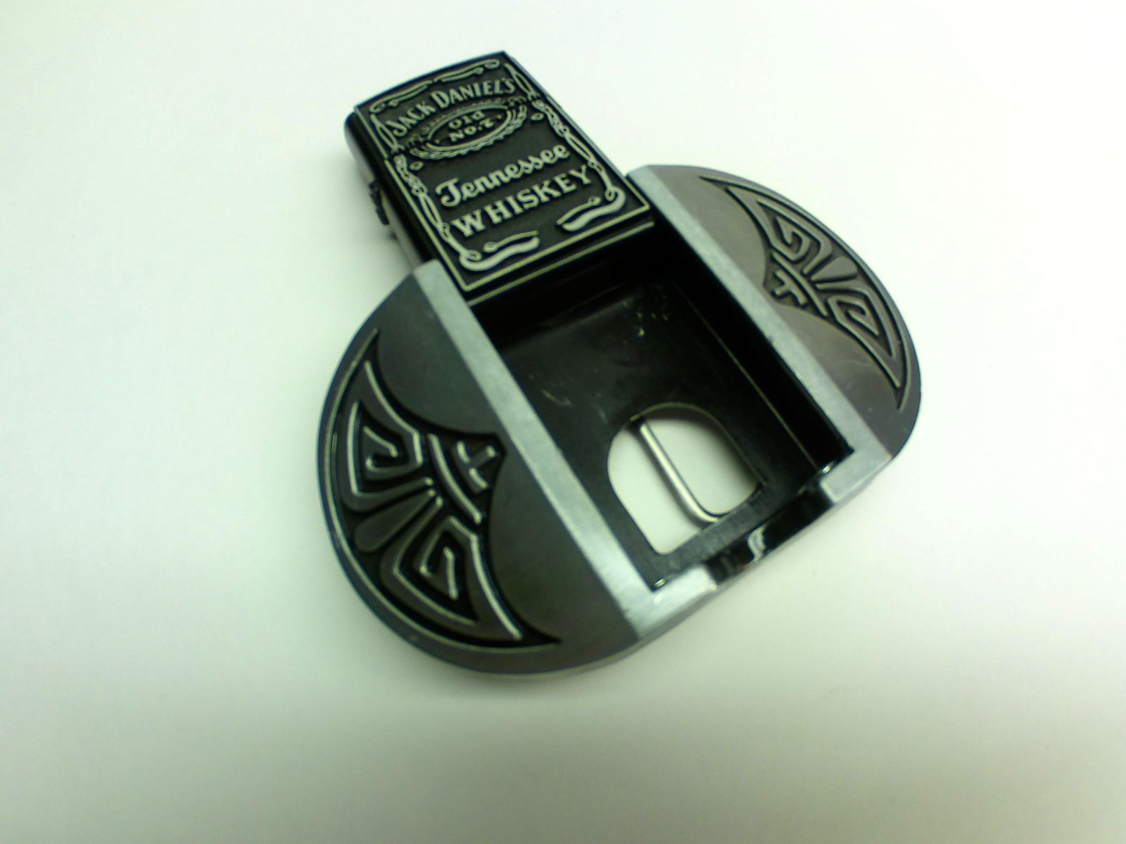 Belt Buckle Lighter Silver Whiskey Jack Daniel&rsquo;s Old No. 7 Belt width 1.5&Prime; NEW