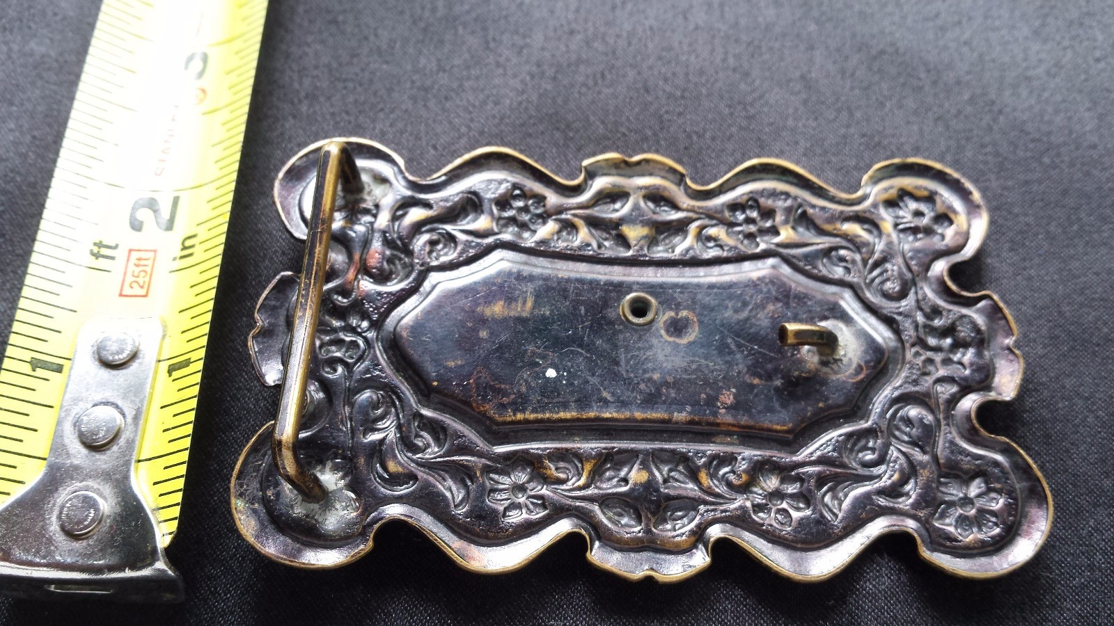 WESTERN COWBOY BOOTS FLORAL BELT BUCKLE INSERT DARK BRONZE BRASS TONED