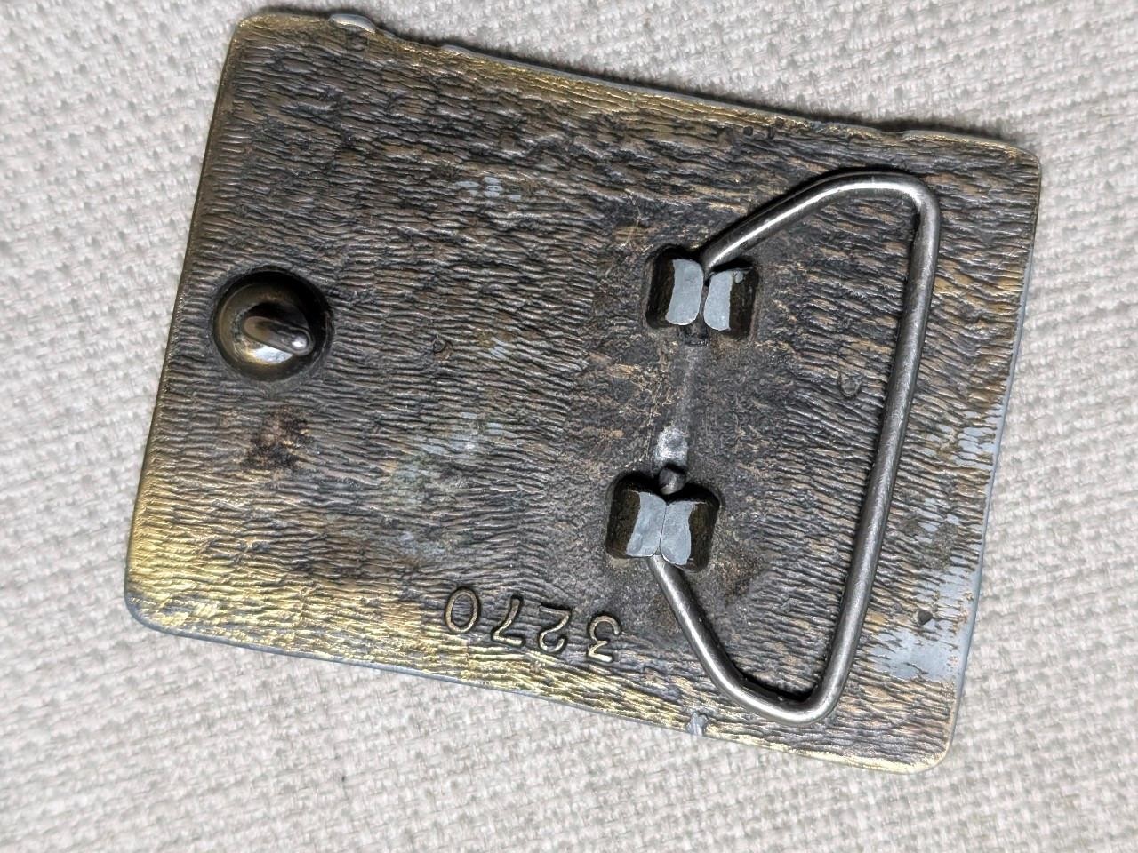 vintage 1970s belt buckle HEAVY EQUIPMENT brutalist WESTERN john deere CAT work