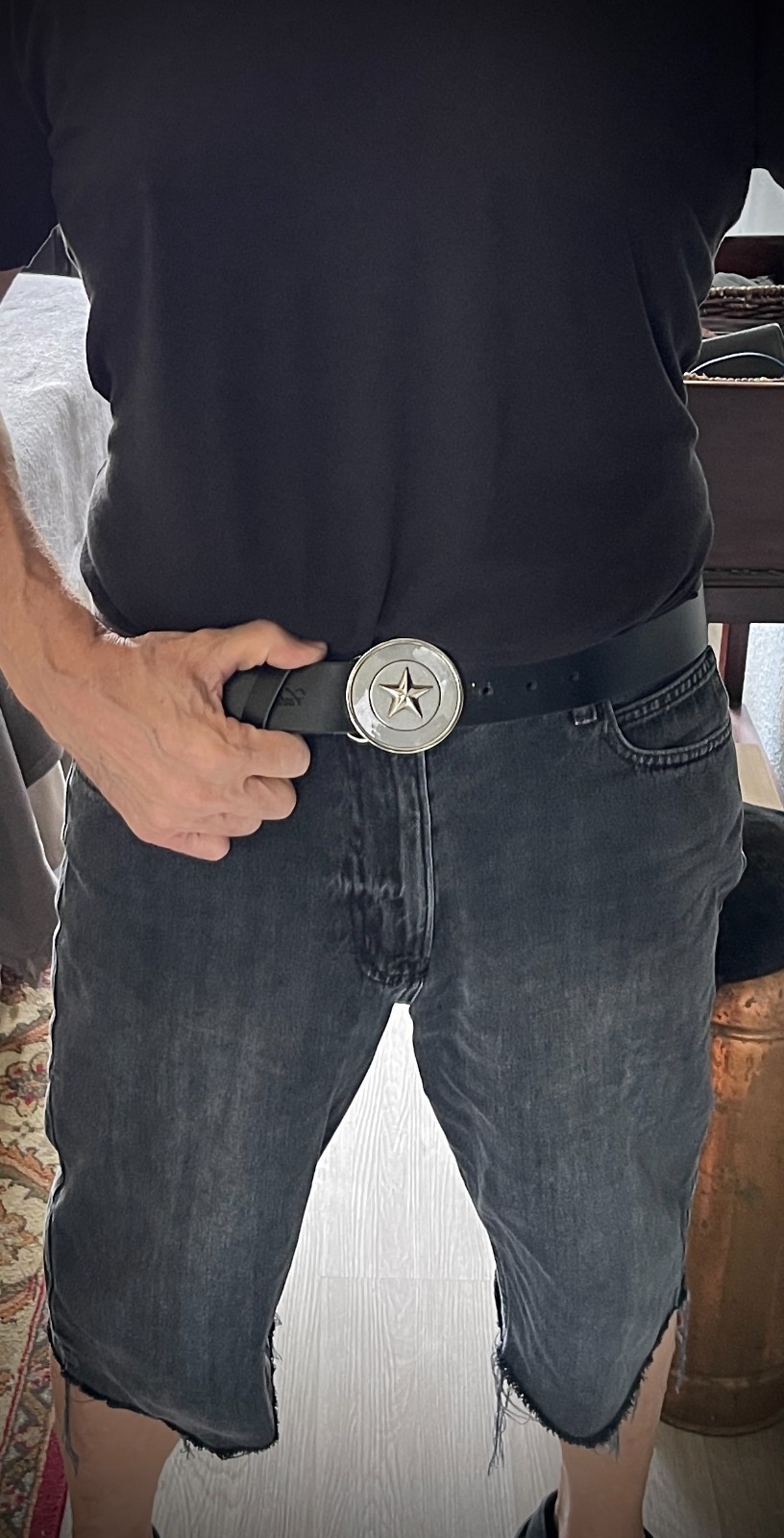 “Five Point Relic” Belt Buckle 2.5” Round Handmade Star OOAK Darren McNees