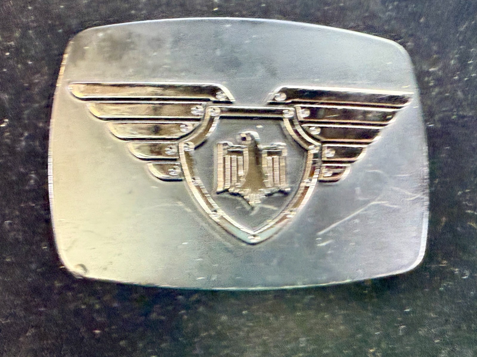 Thunderbird Shield Wings Crest Logo 90&rsquo;s Black Belt Buckle Chrome Brand #6172