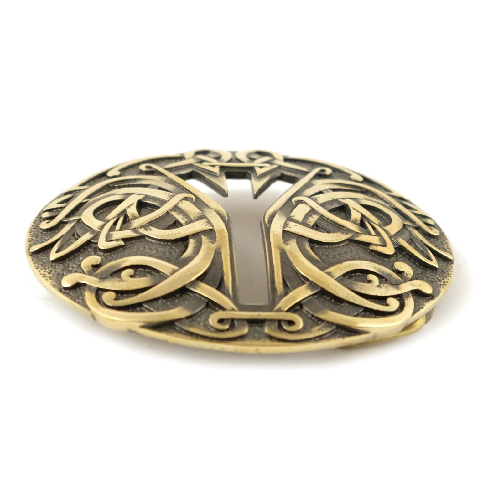 Algiz runic brass belt buckle, Life Rune Celtic Old Norse Scandinavian