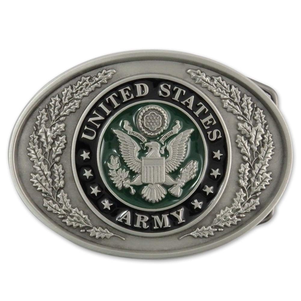US ARMY Enameled Traditional Design Solid Pewter Belt Buckle MADE IN USA