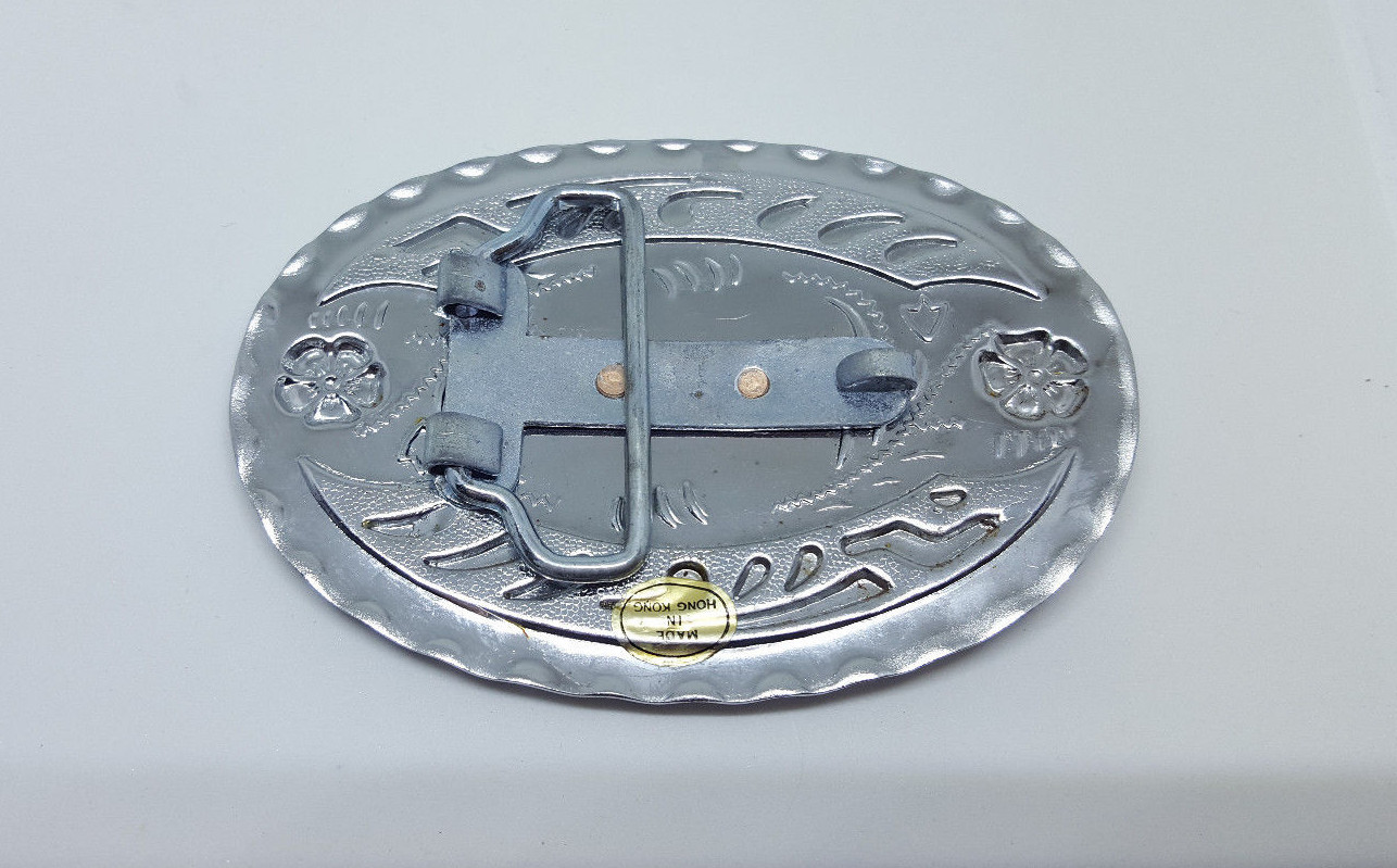 Western Metal Belt Buckle Flying Eagle in Flight Patriotic Americana Oval