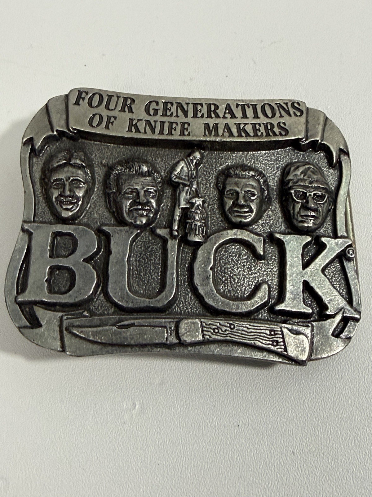 Vintage Buck Knives Belt Buckle Four Generations Of Knife Makers 950566