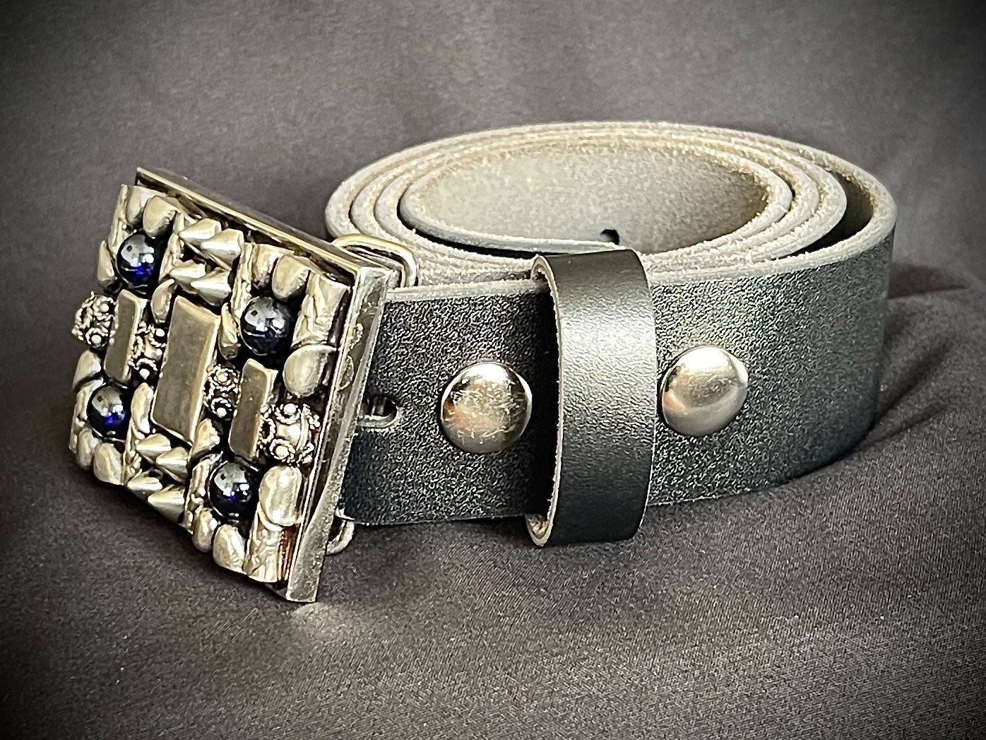 Blue Cabochon Industrial Handmade Belt Buckle Archive 2007-2009 Darren McNeese