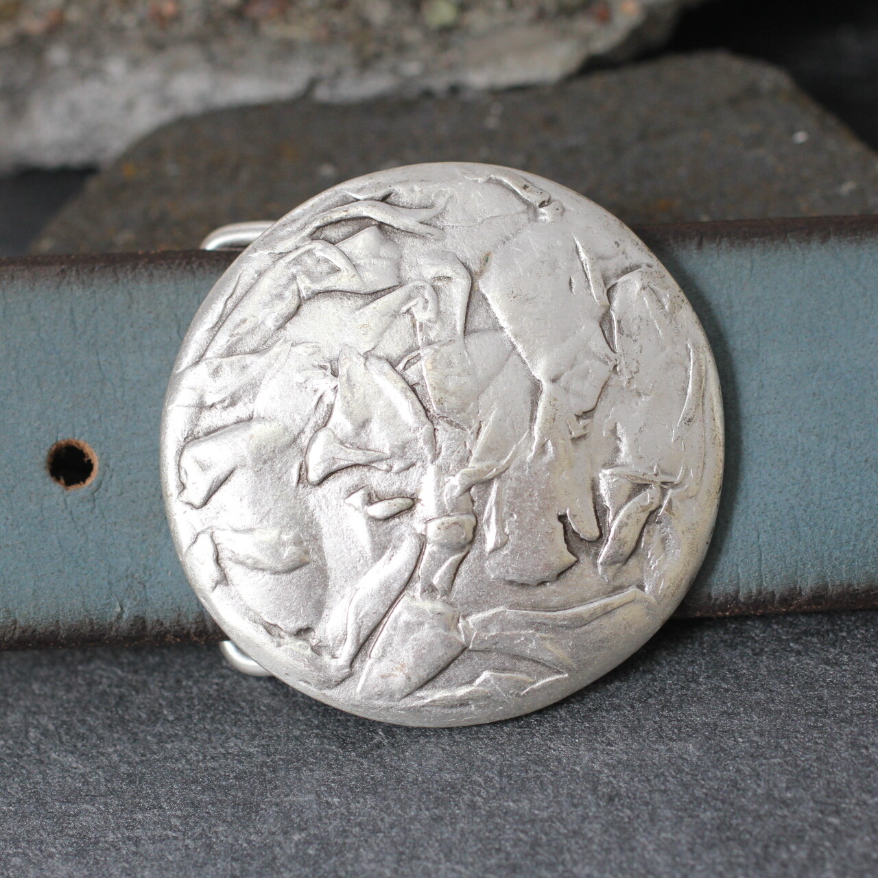 Round belt buckle antique silver buckle removable buckle removable belt up to 4 cm