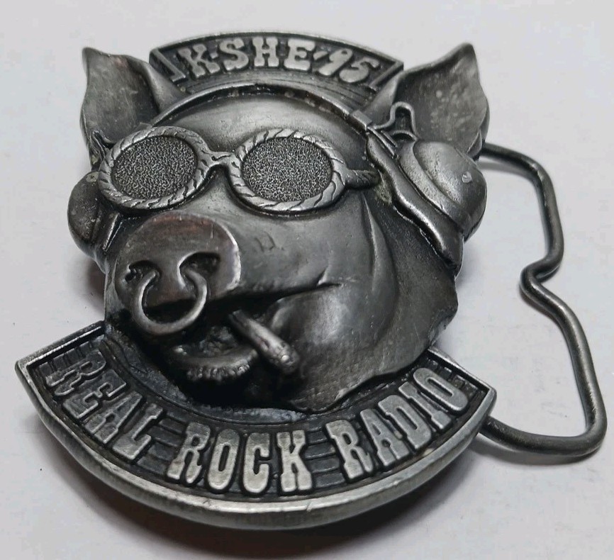 RARE 1976 KSHE-95 ST. LOUIS REAL ROCK RADIO Original Belt Buckle « SWEETMEAT »