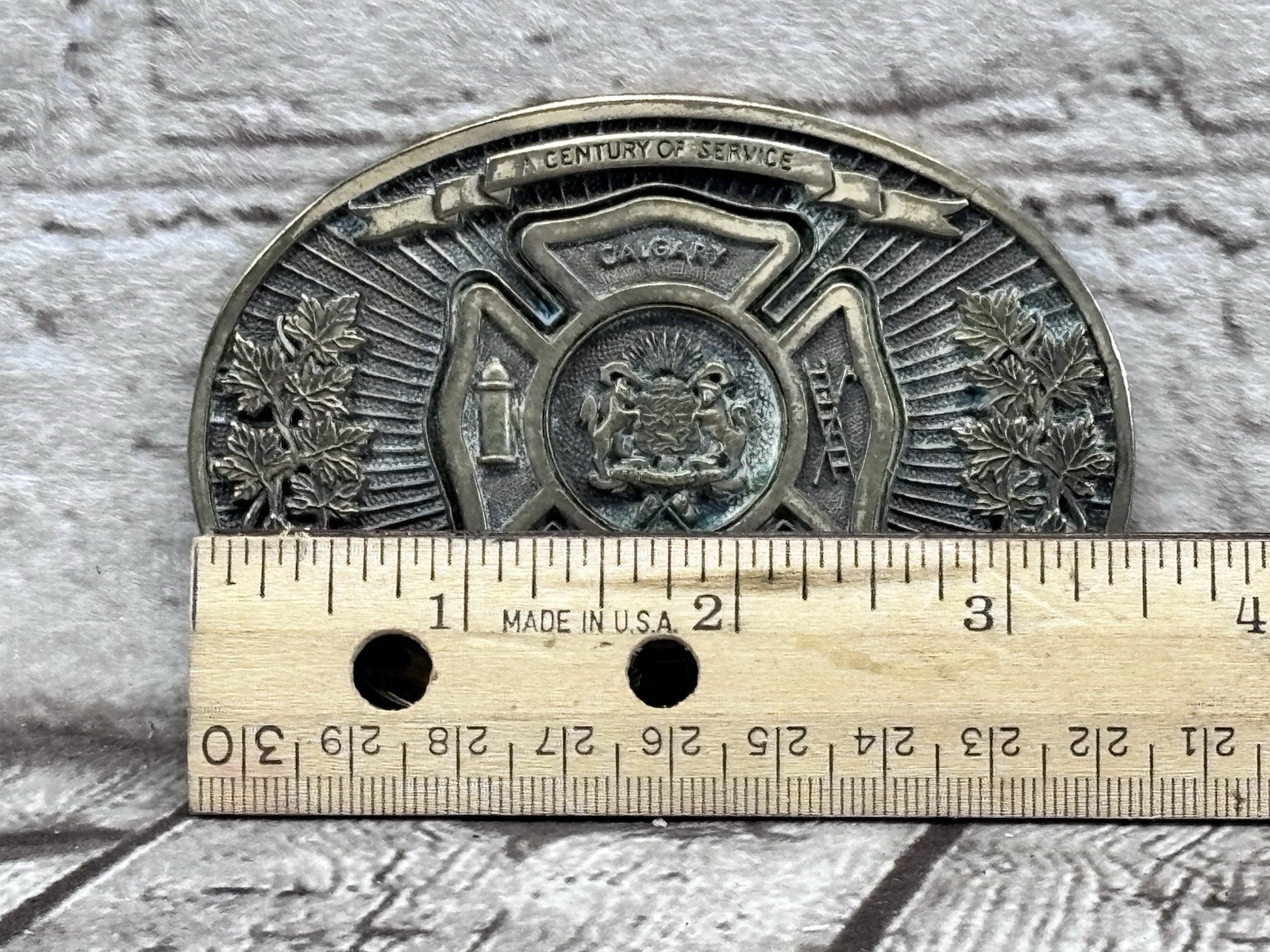 Calgary Fire Dept Centennial Solid Brass Belt Buckle 1885-1985 Limited Edition