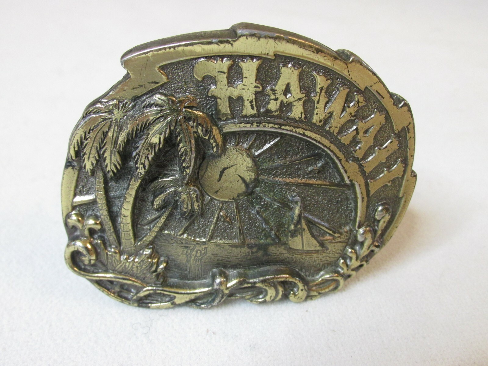 Vintage Hawaii Belt Buckle * Brass * The Great American Buckle Co. *