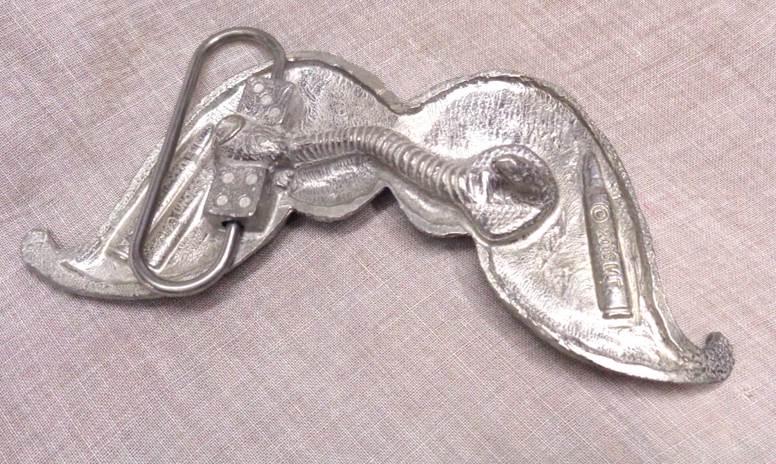 2008 MOBTOWN CHICAGO USA Silvertone MUSTACHE Biker Punk Belt Buckle