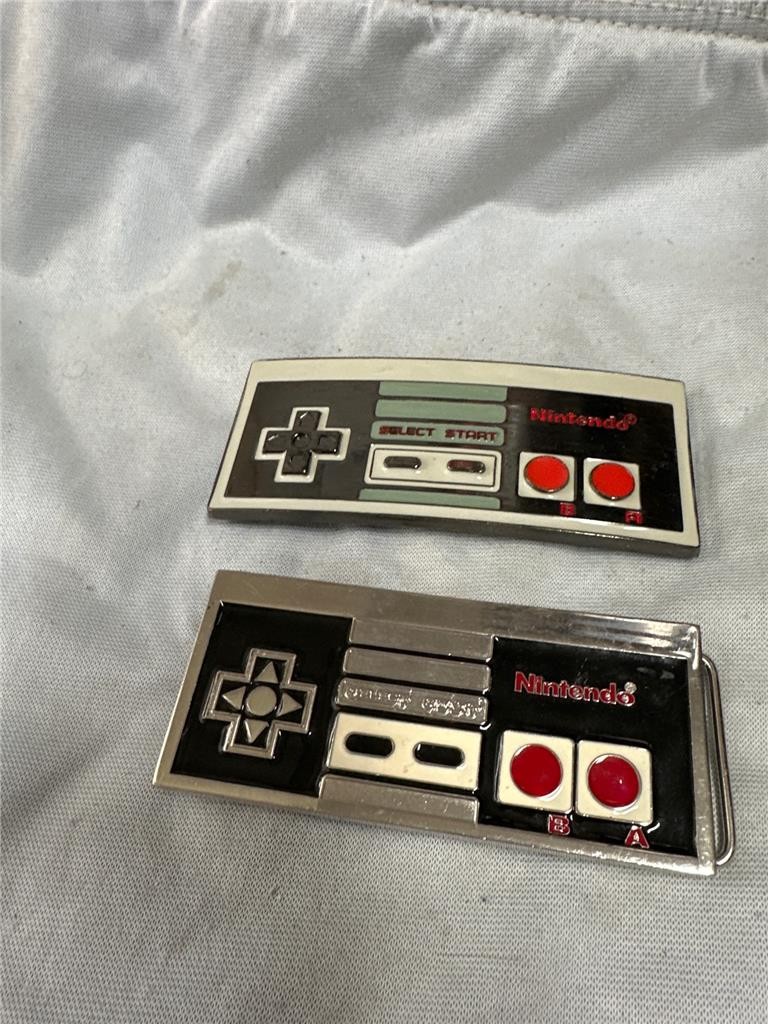 Two Nintendo Game Controller Belt Buckles